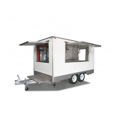 Mobile Food Cart With Deep Fryer Hamburgers Street Food Kiosk Cart With Four Small Wheels